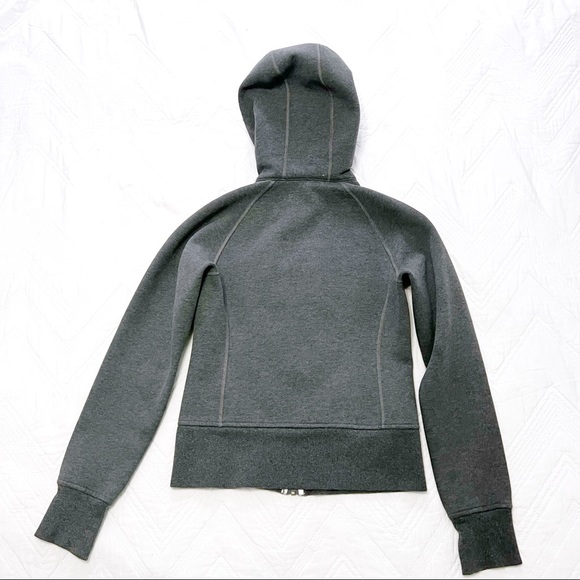 Lululemon Gray Grey Scuba Hoodie Sweatshirt Full Zip Dark Heathered White logo 4 - Picture 6 of 6